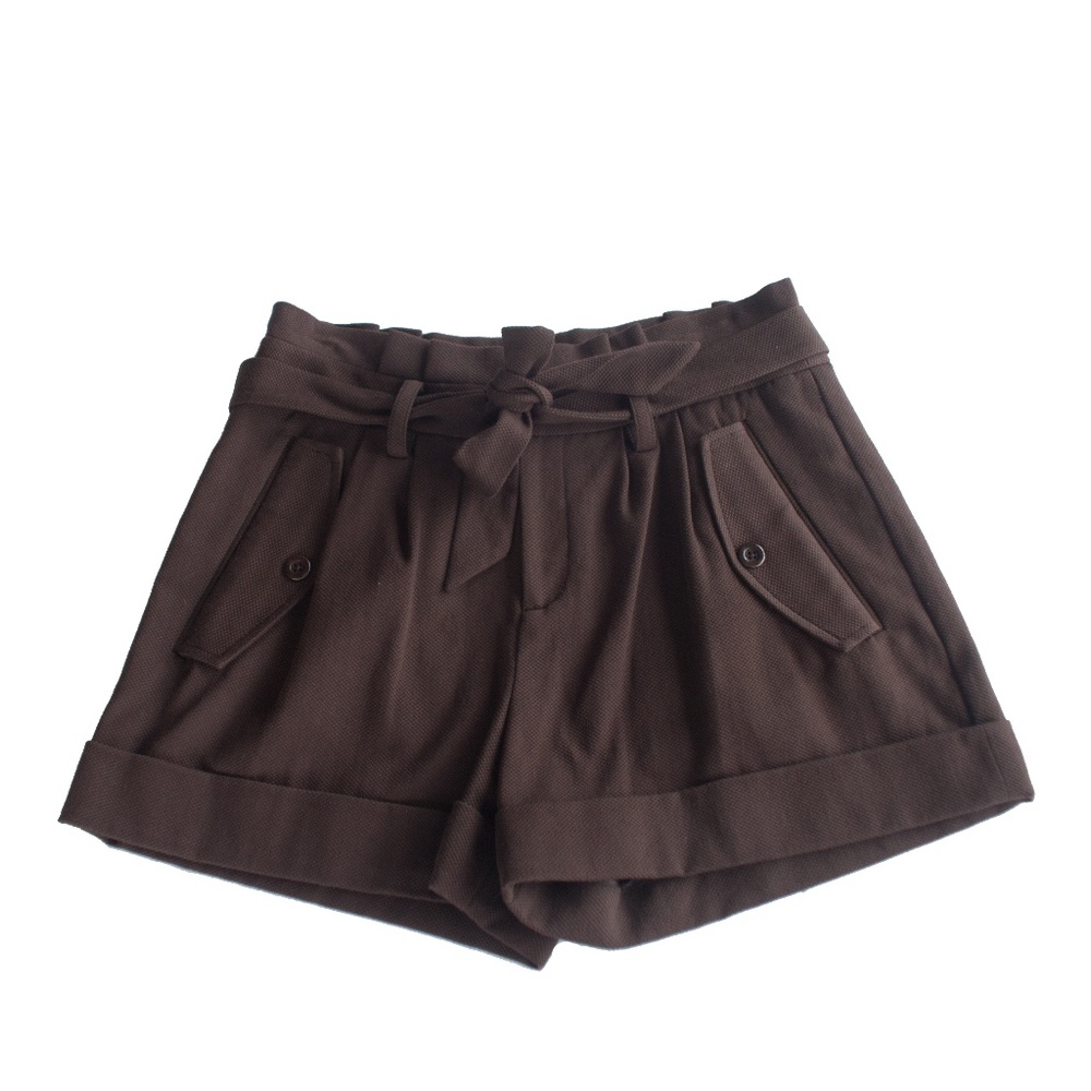 Kate Spade Size 6 Brown Cuffed Paper Bag Shorts